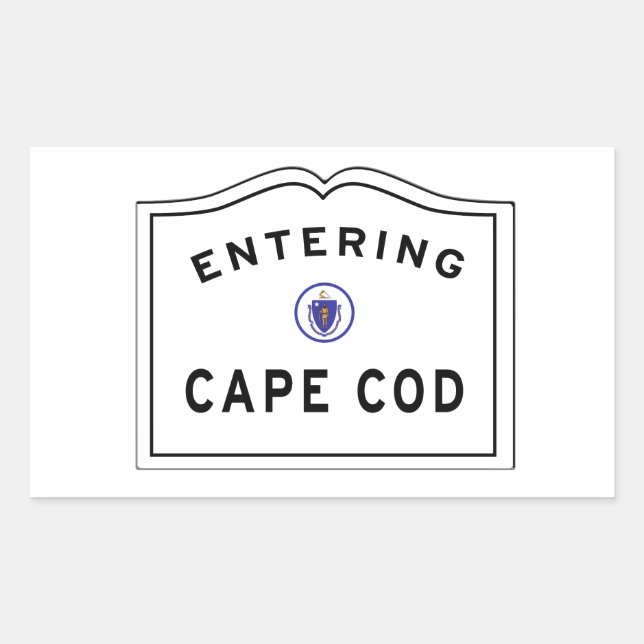 Entering Cape Cod Massachusetts Sign Welcome To Rectangular Sticker (Front)