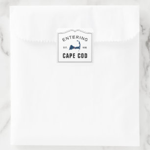 Entering Cape Cod with Red Heart Wedding Favour Square Sticker