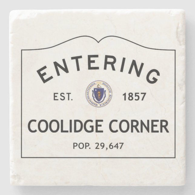 Entering Coolidge Corner Marble Coaster (Front)