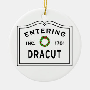 Entering Dracut Massachusett Ceramic Tree Decoration