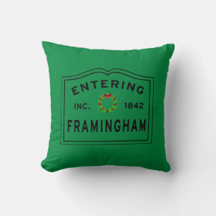 Entering Framingham, MA Holiday Wreath Cushion