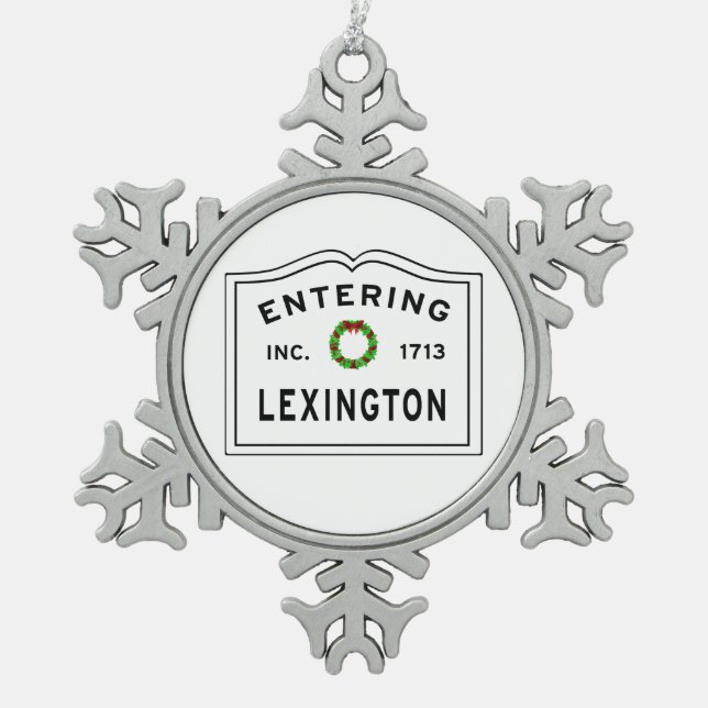Entering Lexington MA Snowflake Framed Ornament (Front)