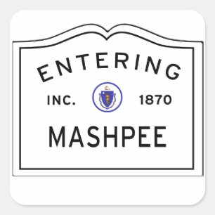 Entering Mashpee MA, Cape Cod Square Sticker