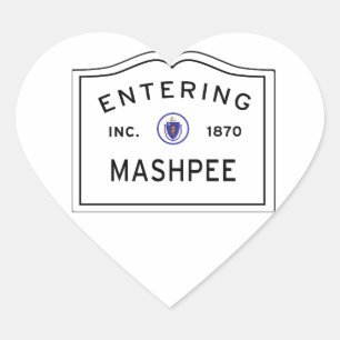 Entering Mashpee MA, Cape Cod Town Sign Heart Sticker