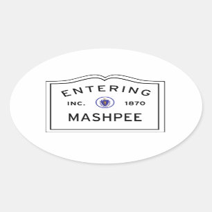 Entering Mashpee MA, Cape Cod Town Sign Oval Sticker