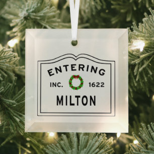 Entering Massachusetts Milton Glass Tree Decoration