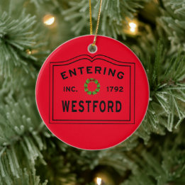 Entering Massachusetts Town Westford Ceramic Ornam Ceramic Tree Decoration
