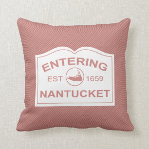 Entering Nantucket Island, Est 1659 with Map Cushion