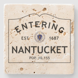 Entering Nantucket Travertine Coaster