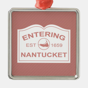 Entering Nantucket Welcome Sign in Nantucket Red Metal Tree Decoration