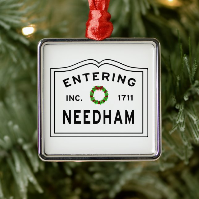 Entering Needham Massachusetts Metal Tree Decoration (Tree)