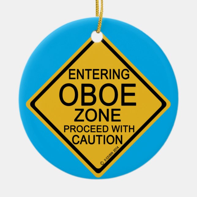 Entering Oboe Zone Ceramic Tree Decoration (Front)