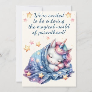 Entering parenthood unicorn baby shower  invitation