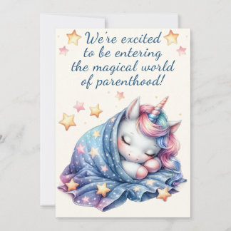 Entering parenthood unicorn baby shower invitation