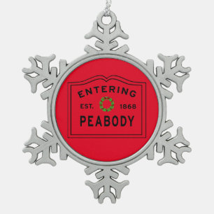 Entering Peabody, MA Christmas Snowflake Pewter Christmas Ornament