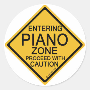 Entering Piano Zone Classic Round Sticker