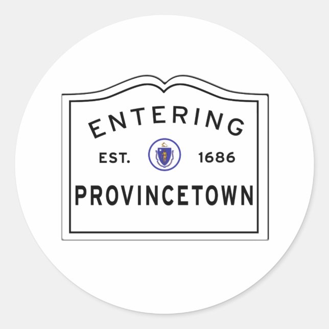 Entering Provincetown MA Town Sign Classic Round Sticker (Front)