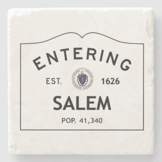 Entering Salem Botticino Marble Coaster