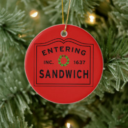 Entering Sandwich MA Christmas Ceramic Tree Decoration