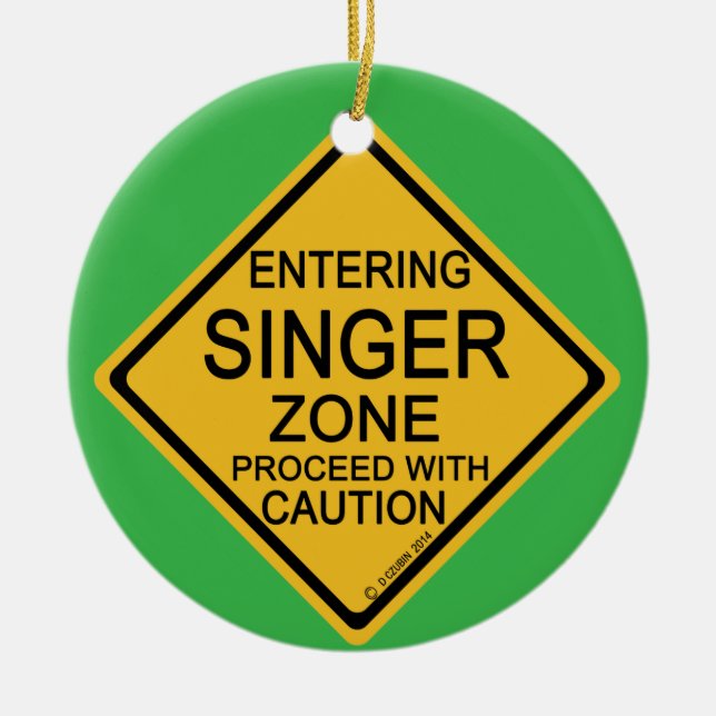 Entering Singer Zone Ceramic Tree Decoration (Front)