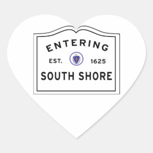 Entering South Shore Boston Massachusetts Sign Heart Sticker