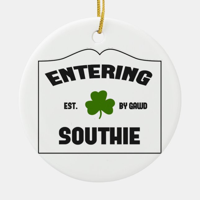 Entering Southie Ceramic Tree Decoration (Front)