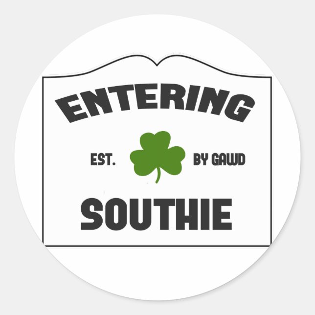 Entering Southie Classic Round Sticker (Front)