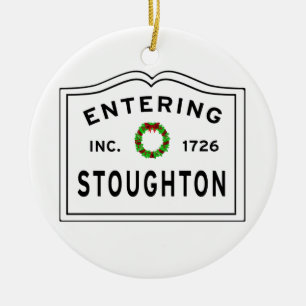 Entering Stoughton Massachusetts Ceramic Tree Decoration