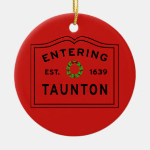 Entering Taunton, MA Christmas Ceramic Tree Decoration