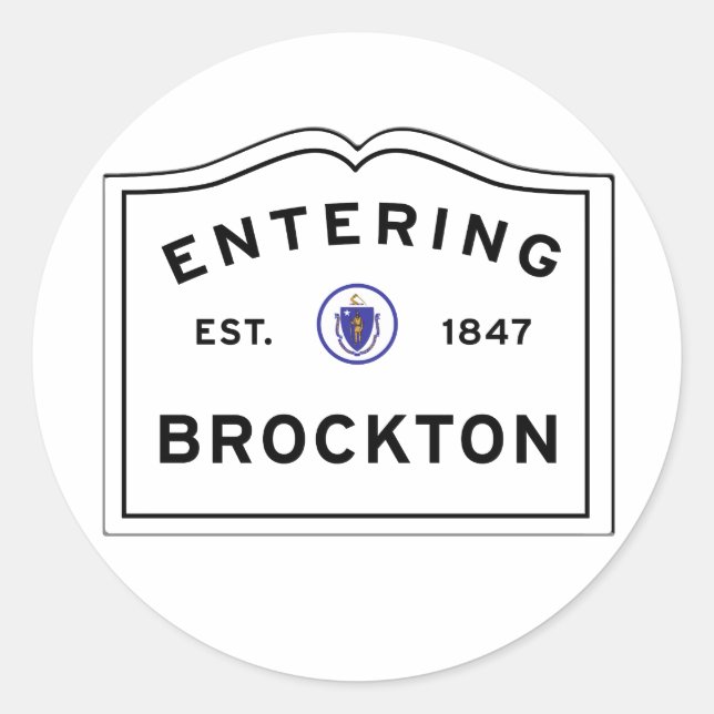 Entering the City of Brockton MA Classic Round Sticker (Front)