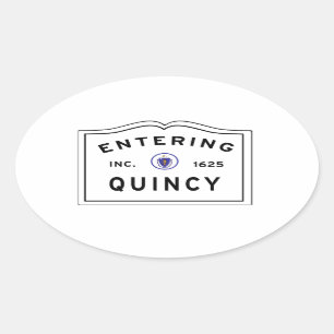 Entering the City of Quincy Massachusetts Oval Sticker