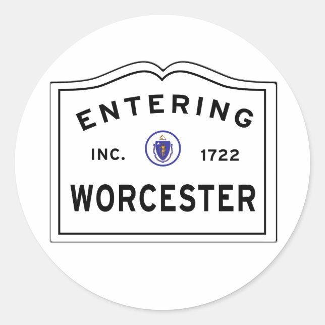 Entering the City of Worcester MA Classic Round Sticker (Front)