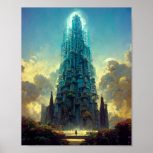 Entering The Tower Fantasy Sci-Fi Art Poster