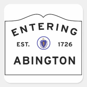 Entering the Town of Abington MA Square Sticker