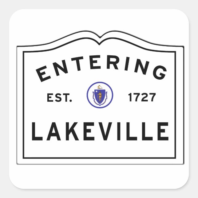 Entering the Town of Lakeville MA Massachusetts Square Sticker (Front)