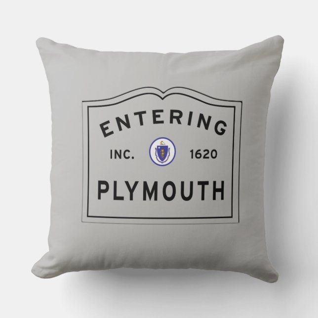 Entering the Town of Plymouth - Choose a Colour! Cushion (Front)