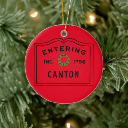 Entering Town Canton Massachusetts Christmas Ceramic Tree Decoration