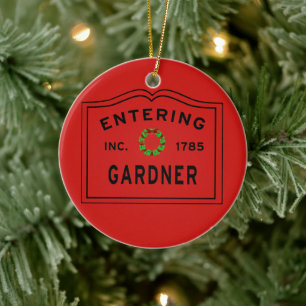 Entering Town Massachusetts Gardner Ceramic Tree Decoration