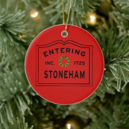 Entering Town Massachusetts Stoneham Christmas Ceramic Tree Decoration