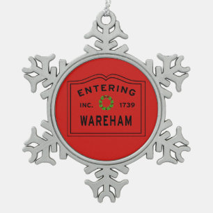 Entering Town Wareham Christmas Snowflake Pewter Christmas Ornament