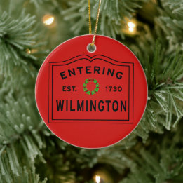 Entering Wilmington MA Christmas Ceramic Tree Decoration