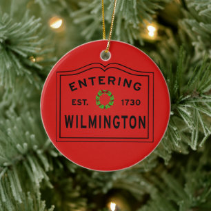 Entering Wilmington MA Christmas Ceramic Tree Decoration
