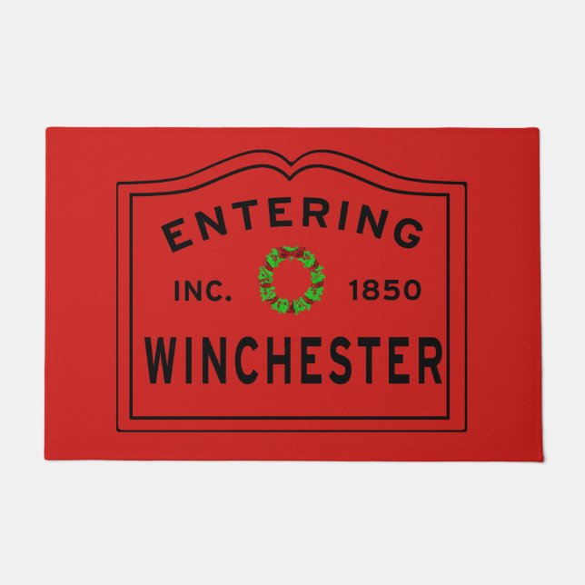 Entering Winchester MA Christmas Doormat (Front)