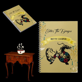 Enters The Dragon Decorative Floral Motif School  Notebook