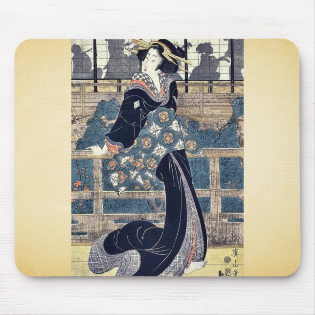 Entertainer on a veranda by Kikukawa,Eizan Mouse Mat (Front)