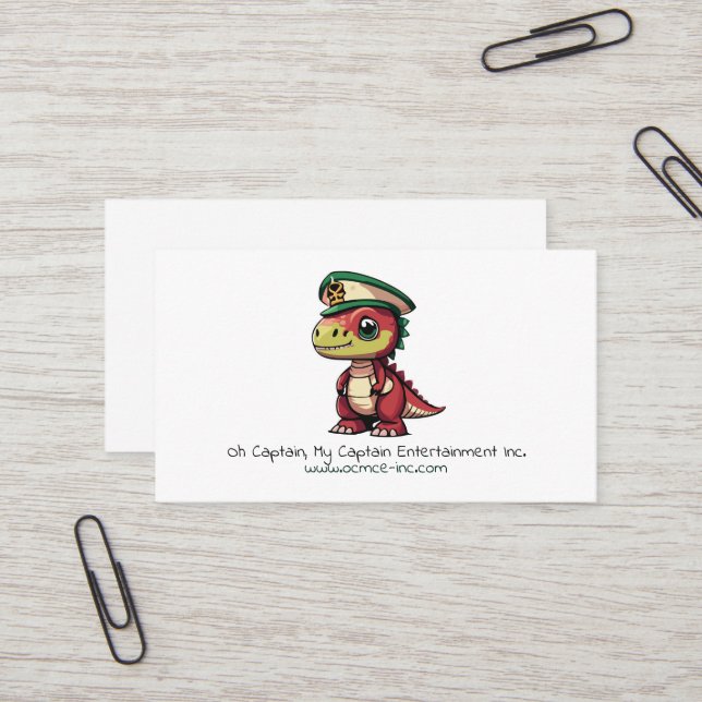 Entertainment Business Card with a Dinosaur Logo (Front/Back In Situ)