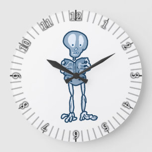 Enthraled Ethan Literary Skeleton with Book Large Clock