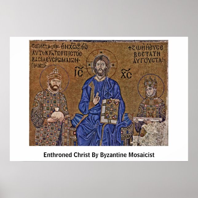 Enthroned Christ By Byzantine Mosaicist Poster (Front)