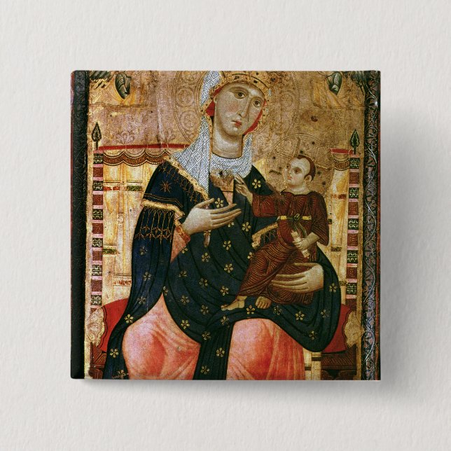 Enthroned Madonna and Child, c.1260 15 Cm Square Badge (Front)