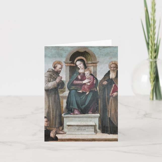 Enthroned Madonna and Child with Saints Holiday Card (Front)
